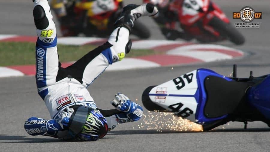 Josh Herrin, the 2022 MotoAmerica Supersport Champion and rider number 46 (a number familiar to MotoGP fans as Valentino Rossi’s), experiences a highside collision, resulting in a near-total fall onto his FIM-homologated helmet. Remarkably, he manages to get back on his feet and walk away, his life miraculously spared. And he is not alone...