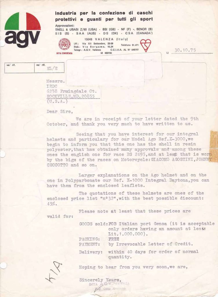 original-AGV-Italy-Letter-1975