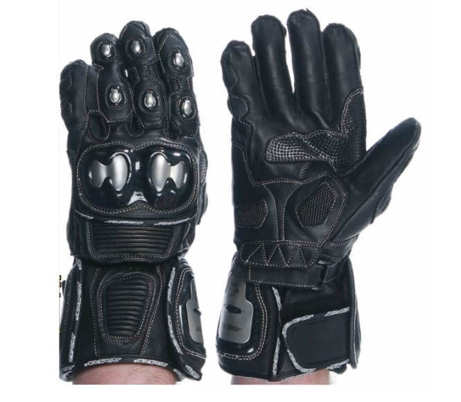 AGVSPORT-Echelon-Motorcycle-Leather-Gloves-Black-Semi-Gauntlet-Gloves