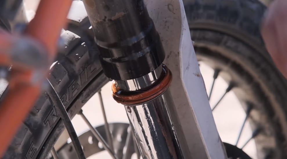 A busted shock seal on inverted shock is not an uncommon sight when you have been battling enduro tracks. Ordinary forks just won't cut it off the beaten path.