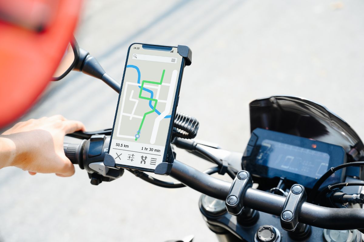 maps open on a phone to show the best budget motorcycle gps and tracker
