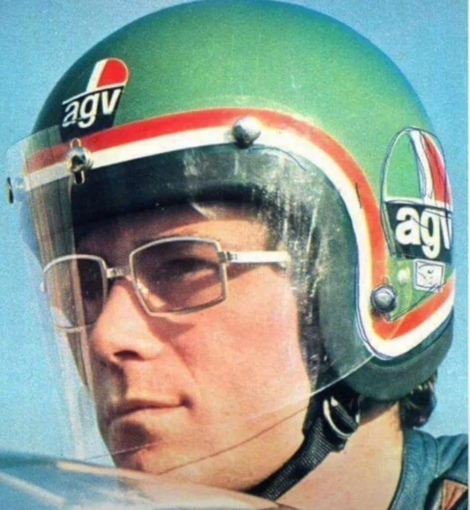 Renzo Pasolini Wearing the AGV X70 Open Face Helmet