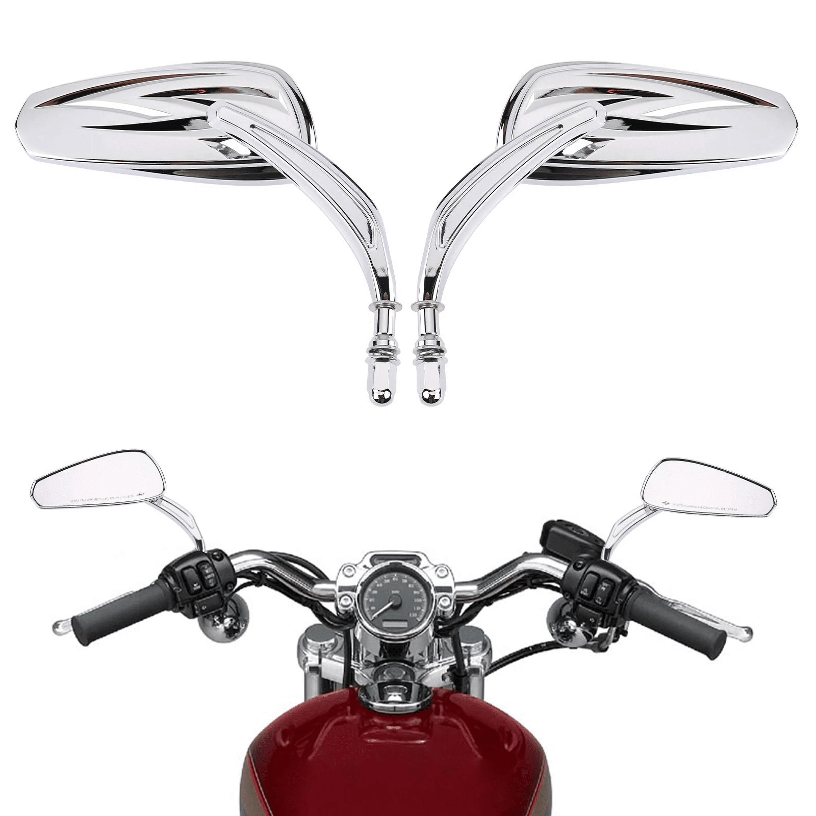 Long Stem Rear View Mirrors for Harley